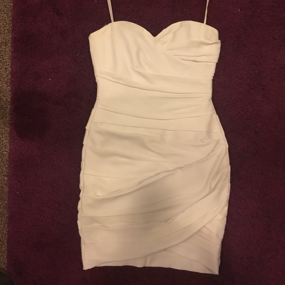 BCBG Maxazaria Strapless White Cocktail Dress